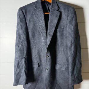 Chaps 100% Wool Blazer Sport Coat Check Gray, Brown, Black Size 44L